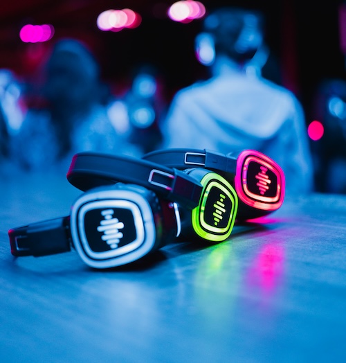 Silent disco sluchátka